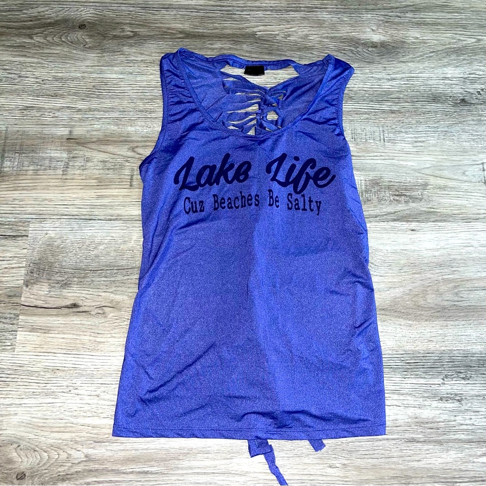 Lake Life Lace Up back tank size small